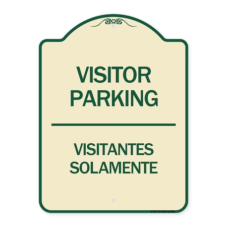Signmission Bilingual Reserved Parking Visitor Parking Visitantes Solamente Alum Sign, 24" x 18", TG-1824-24300 A-DES-TG-1824-24300